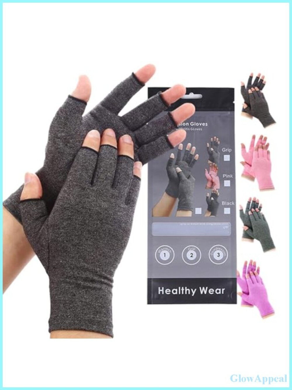 Compression Gloves for Arthritis, Cotton Spandex, Open Fingertip, Pain Relief
